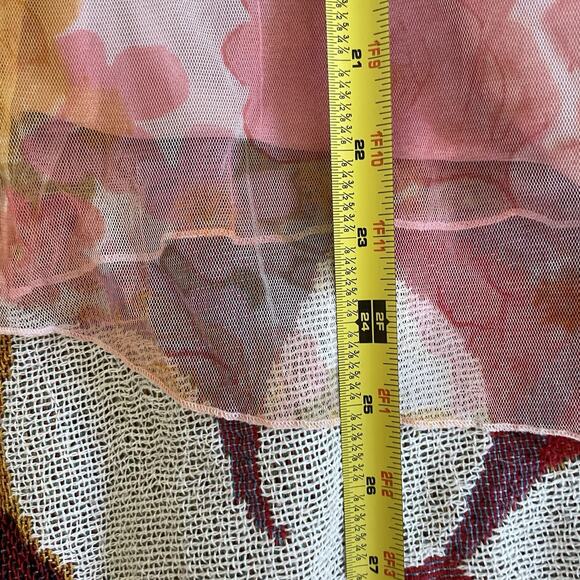 Y2K Sheer Floral Babydoll Top M Pink Orange Fairy Coquette Romantic Ethereal - Picture 9 of 9